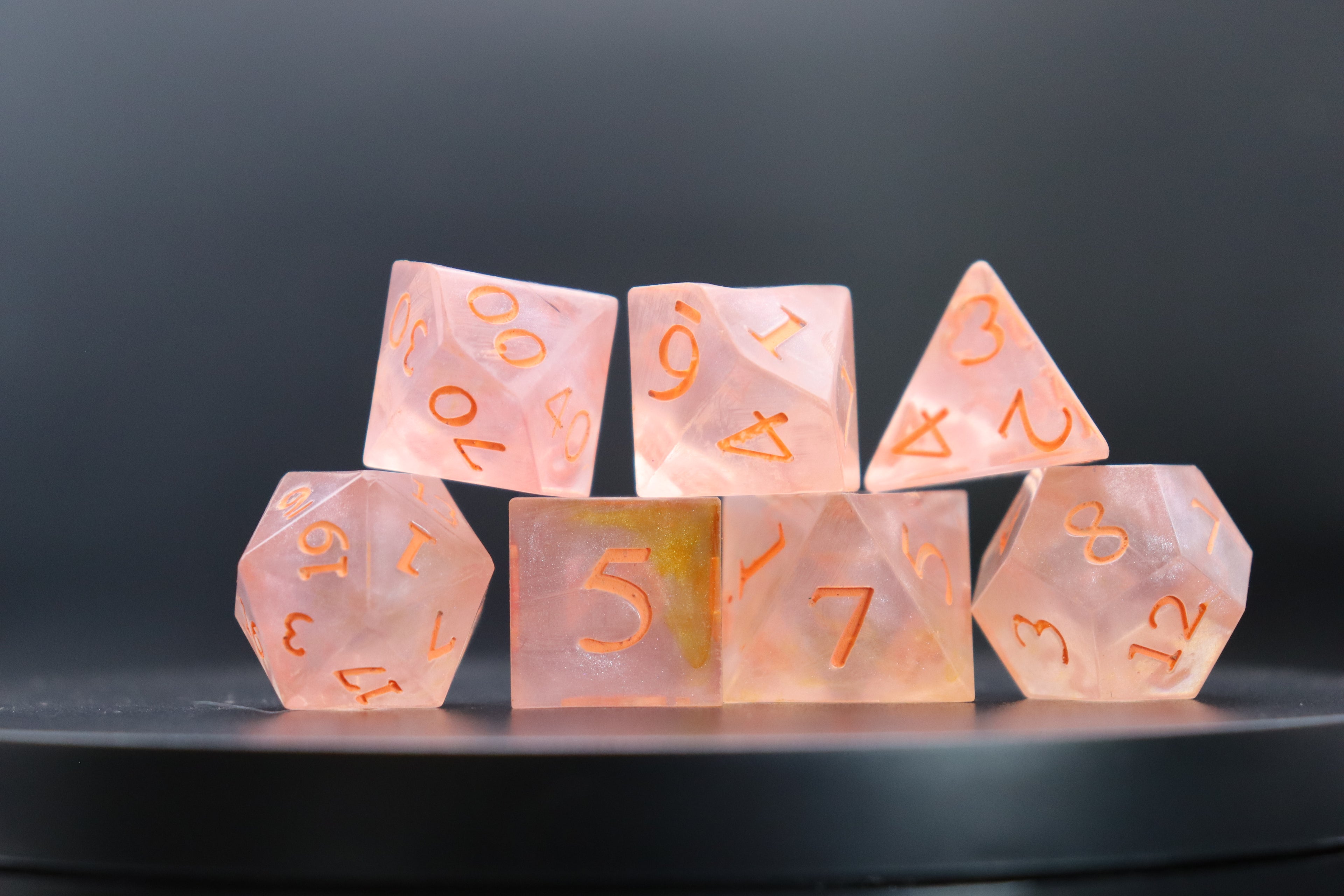 Coral Glass Dice